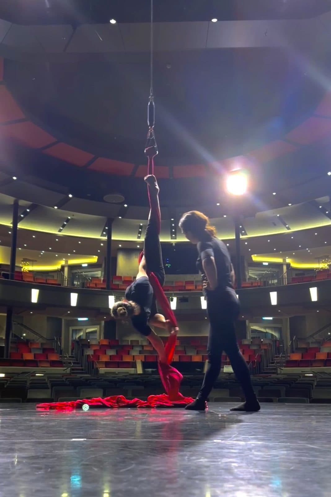 Aerial silks, theatre stage